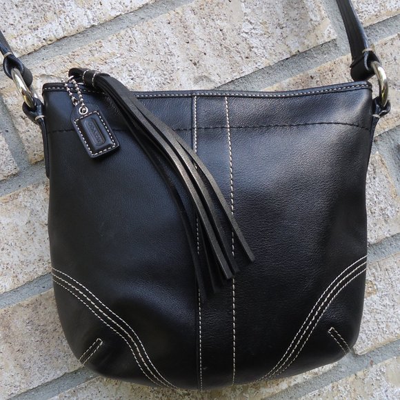 COACH Black Leather Small Crossbody Purse. - Picture 1 of 16